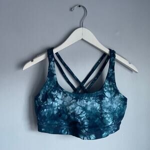 Blue Tie Dye Strappy Sports Bra Yoga Bra Workout Pilates Barre size Small